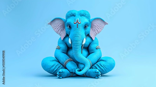 Fototapeta Blue Ganesh Statue Digital Render