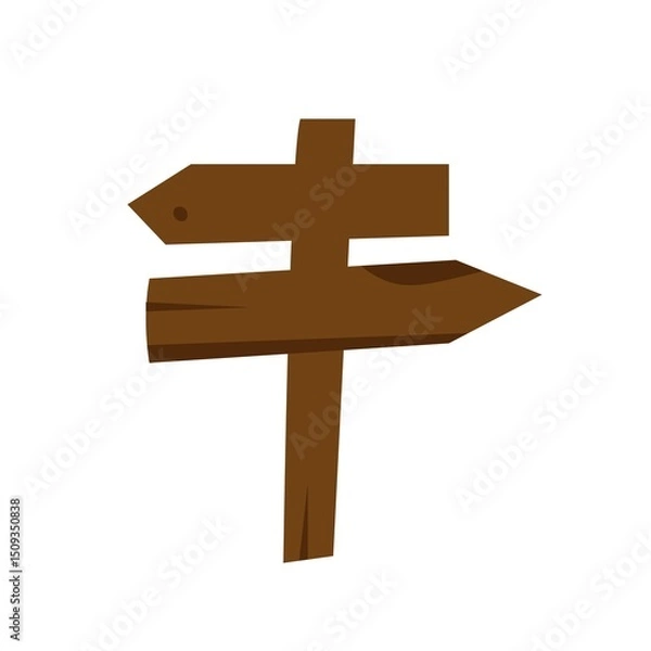 Obraz Wooden direction signpost with arrows pointing both ways, isolated, flat style