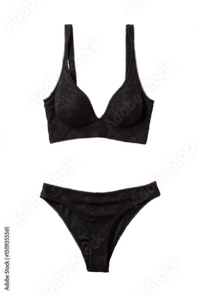 Obraz Two-piece swimsuit with black lace pattern that looks beautiful on an isolated transparent background.