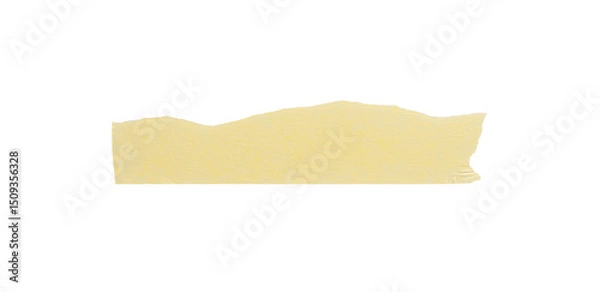 Fototapeta Yellow painter's tape isolated on white background, macro. Torn, crumpled, twisted strips of yellow painter's tape on white background, close-up.