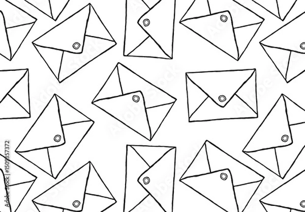 Obraz seamless envelope pattern - hand-drawn stationery doodle style
