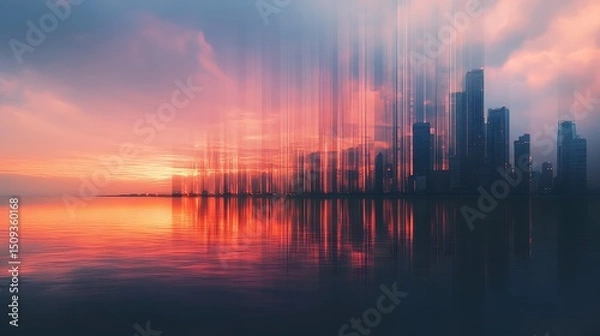 Fototapeta Architectural structural abstract background with modern geometry and minimal design 