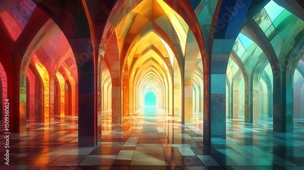 Fototapeta Architectural structural abstract background with modern geometry and minimal design 