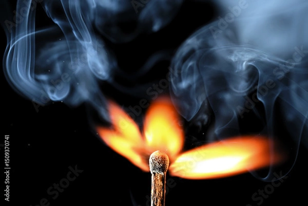 Fototapeta Flame close up on a match