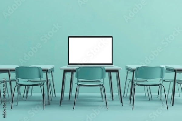 Fototapeta Modern Classroom Setting with Laptop