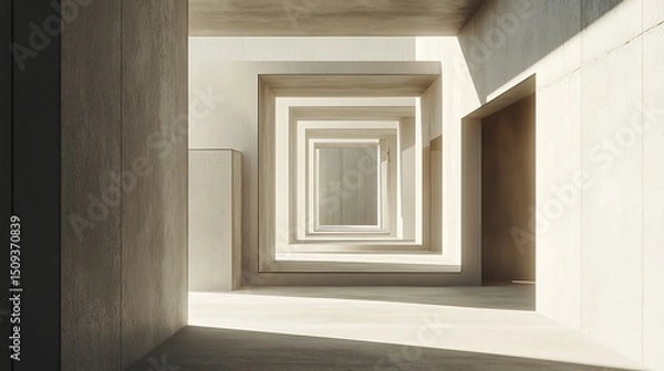 Fototapeta Architectural structural abstract background with modern geometry and minimal design 