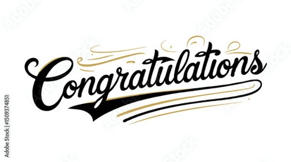 Fototapeta Handwritten congratulations greeting text in brush script vector illustration