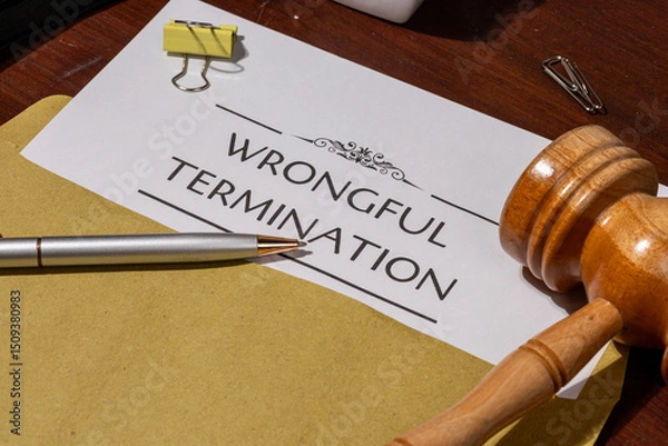 Fototapeta Wrongful Termination Notice Emerging from Envelope – Legal Implications in Labor & Employment Law