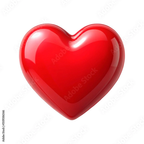 Fototapeta Red Glossy Heart Isolated on Transparent Background.