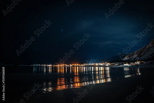 Obraz Iles Lofoten, Norvège, la nuit