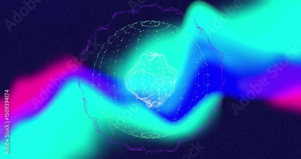 Fototapeta Image of globe and spots over shapes