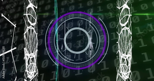 Obraz Image of dna strand and white lines over dna strand