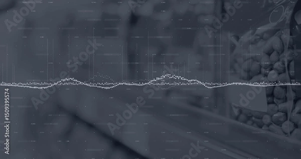 Fototapeta Statistical data processing against close up of a supermarket