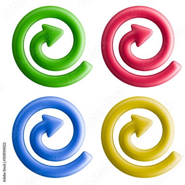 Obraz Set of colorful spiral arrows representing concept of curve motion or recycling
