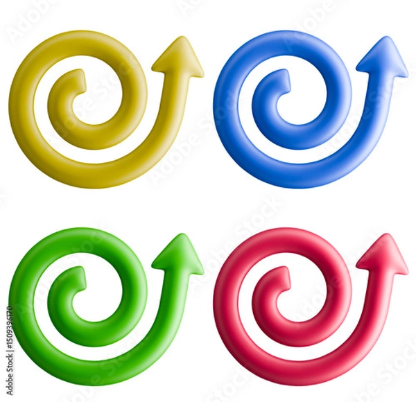 Obraz Vibrant and colorful vector image of outward spiral arrow symbols