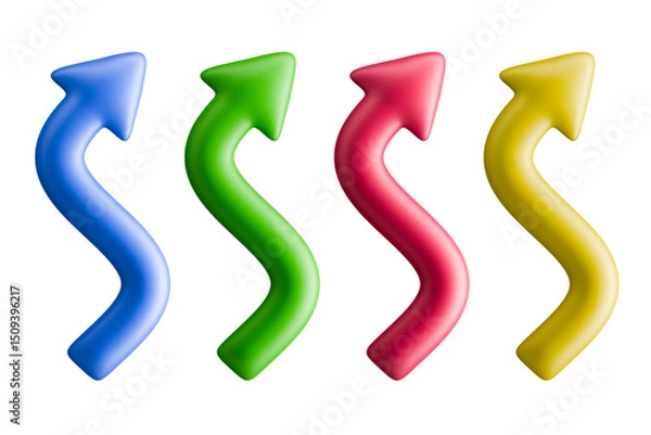 Obraz Vividly colorful vector illustration of twist arrows. Vector 3d symbols