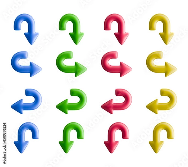 Obraz Multicolored turned around arrows vector 3d symbols