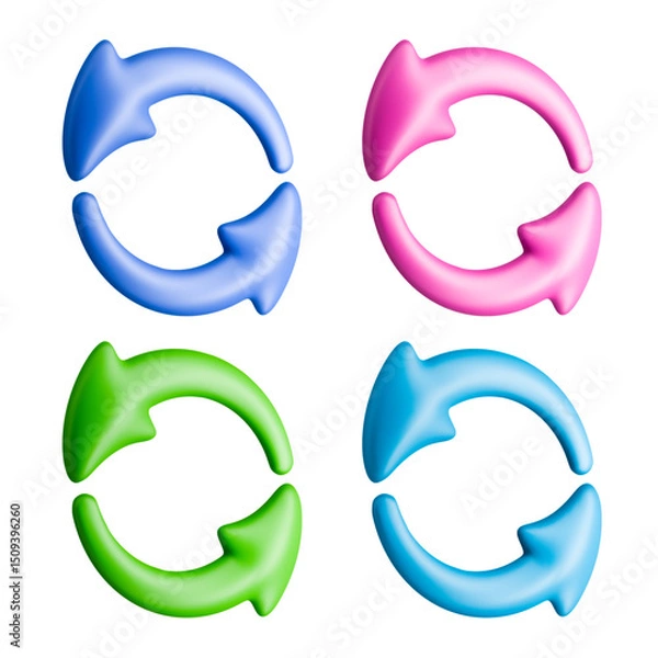 Obraz Ecological multicolored recycling symbols vector 3d illustration