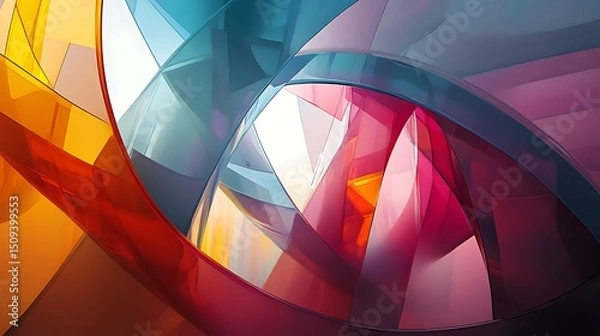 Fototapeta Architectural structural abstract background with modern geometry and minimal design 