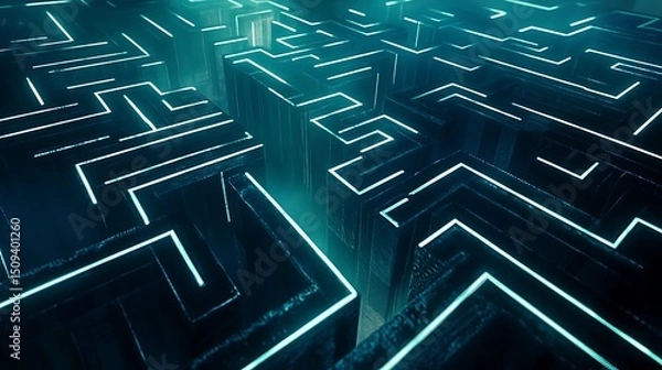 Fototapeta Architectural structural abstract background with modern geometry and minimal design 
