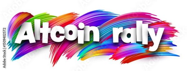 Obraz Altcoin rally in bold text with bright paint strokes. Vector illustration for explosive altcoin growth and trading momentum.