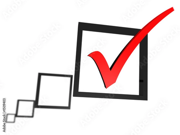 Obraz czerwony haczyk na liście pól wyboru