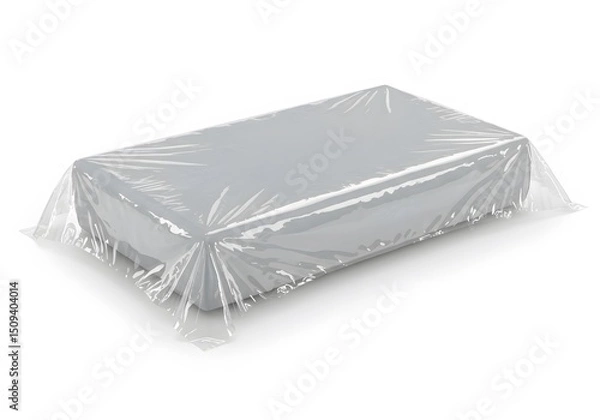 Obraz Gray rectangular object wrapped in clear plastic wrap