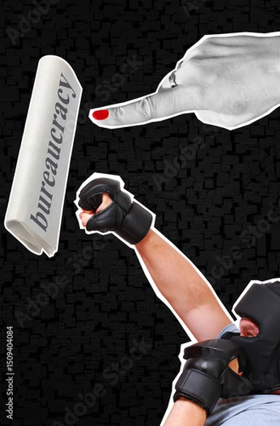 Fototapeta This collage symbolizes the struggle against overwhelming bureaucracy and red tape