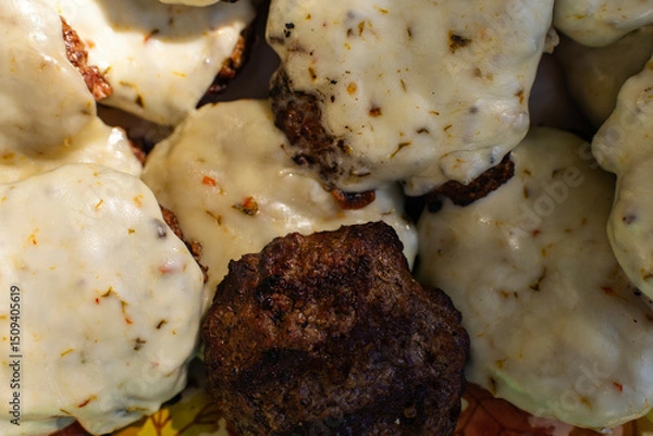 Obraz Close-up of burgers with cheese 