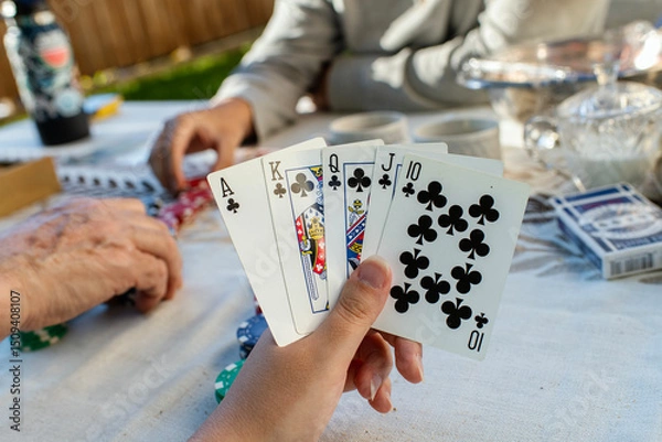 Obraz Playing Poker on the table with Chips 