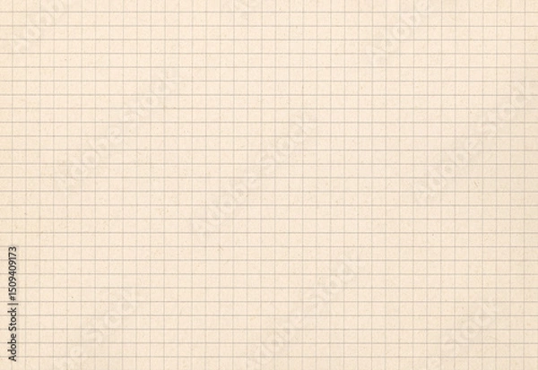 Obraz Old sepia squared notebook page grid paper background with natural texture.