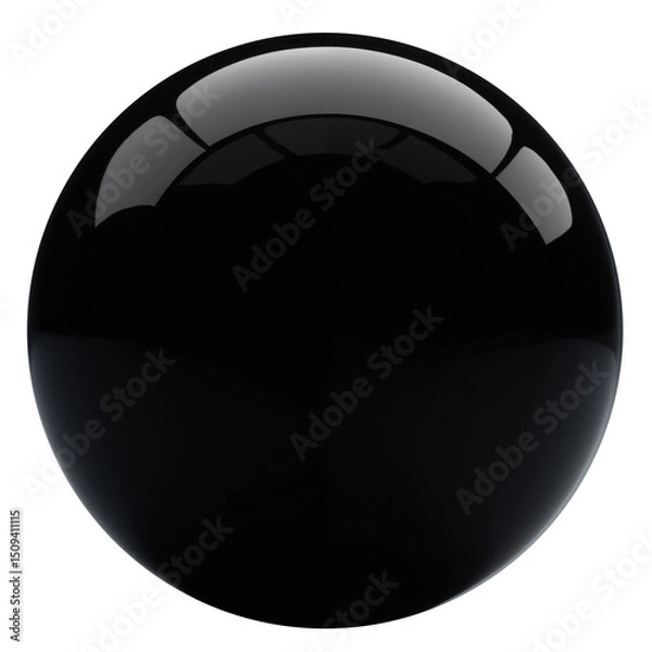 Obraz Isolated 3D render of a highly reflective black sphere on alpha background, creating a glossy, abstract, and minimalist aesthetic. clean, modern geometric element.