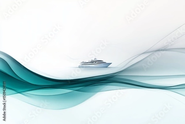 Obraz Luxury yacht sailing on tranquil waters with flowing waves and serene atmosphere