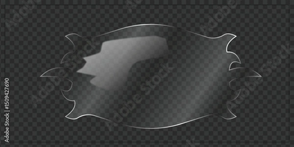 Obraz Abstract wavy cutout glossy glass shape element for futuristic UI on transparent background