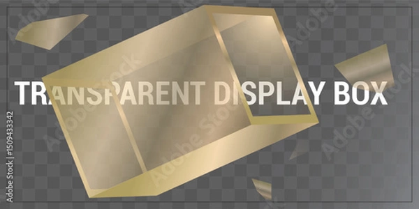 Fototapeta glass,box,golden high resolution vector transparent container with metallic sheen for luxury branding gift boxes social media designs and web marketing assets elegant finish themes