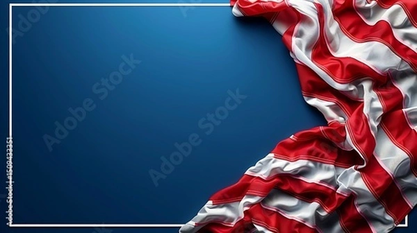 Obraz Waving American flag with stars and stripes against blank space, ideal for patriotic designs, Fourth of July graphics, and political campaign materials
