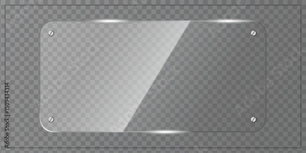 Fototapeta Transparent Glossy Triangular Glass with Gradient and Reflection Effects on Checkerboard Background for UI and Graphic Use