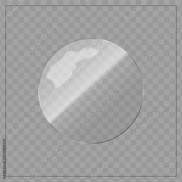 Obraz Glossy Transparent Glass Sphere with Reflective Surface on Checkerboard Background for UI Design and Digital Use