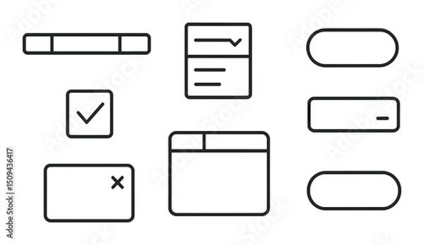 Fototapeta Minimal ui elements icons set – outline, simple design and web interface symbols