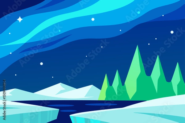 Obraz Arctic Night Enchanting Aurora Borealis over Snowy Landscape