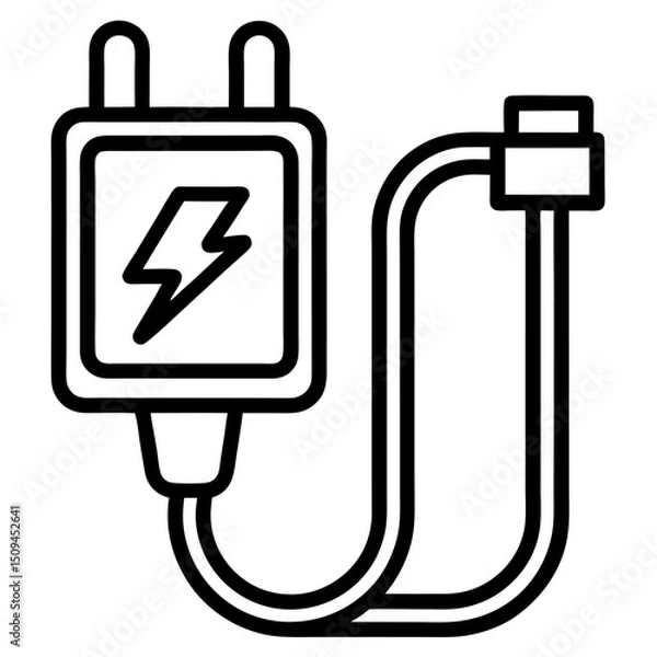 Fototapeta Phone charger plug power adapter cable electricity device