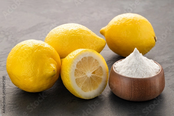 Fototapeta Baking soda with lemon - Citrus Limon