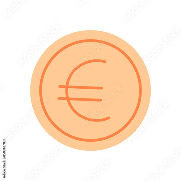 Obraz Euro symbol signifies currency and finance. This icon represents money in payment and trade. A round design in orange suits business investment concepts, ideal for digital commerce.