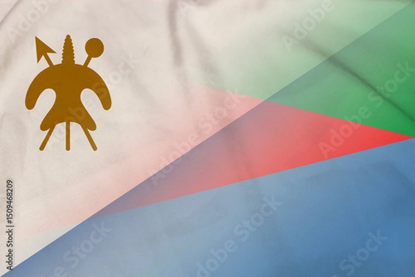 Fototapeta Lesotho and Eritrea political flag transborder relations ERI LSO