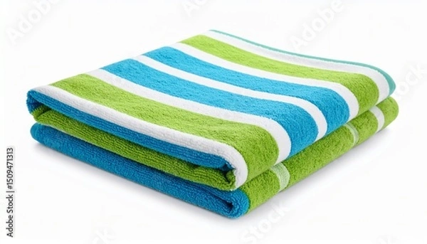 Fototapeta  Colorful beach towel with sharp clear stripes isolated on white background 