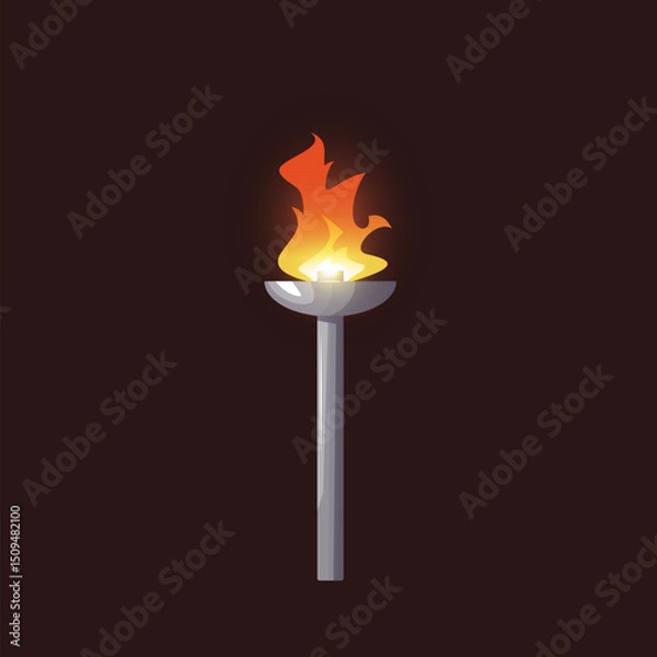 Obraz Torch flame icon, cartoon vector