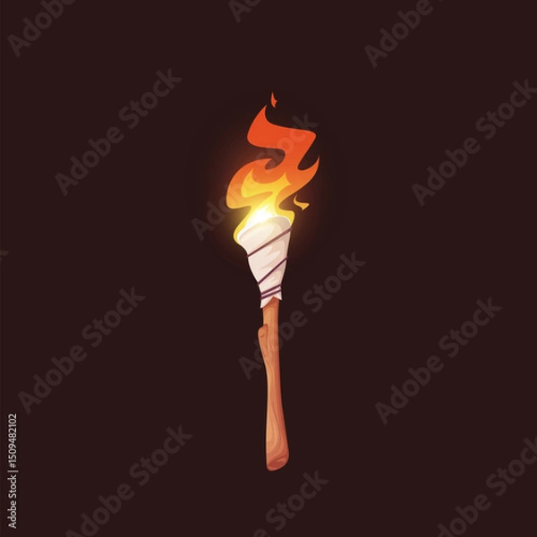 Obraz Torch flame icon set, cartoon vector