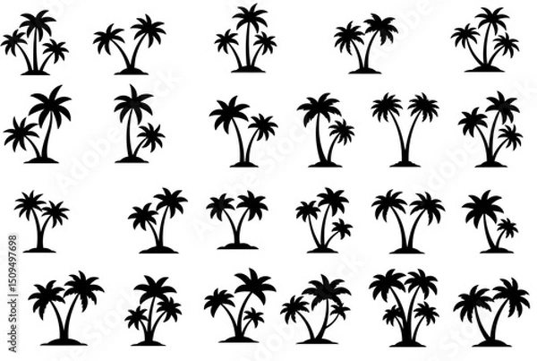 Obraz Palm Tree Vector Silhouettes: Various Designs for Beach, Island, and Paradise Themes