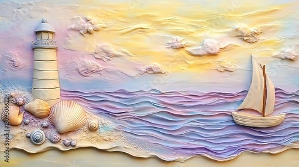 Fototapeta A peacful clay art on beach