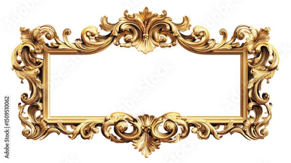 Obraz Antique Vintage Gold Baroque Ornate Frame with Intricate Details Isolated on White Background